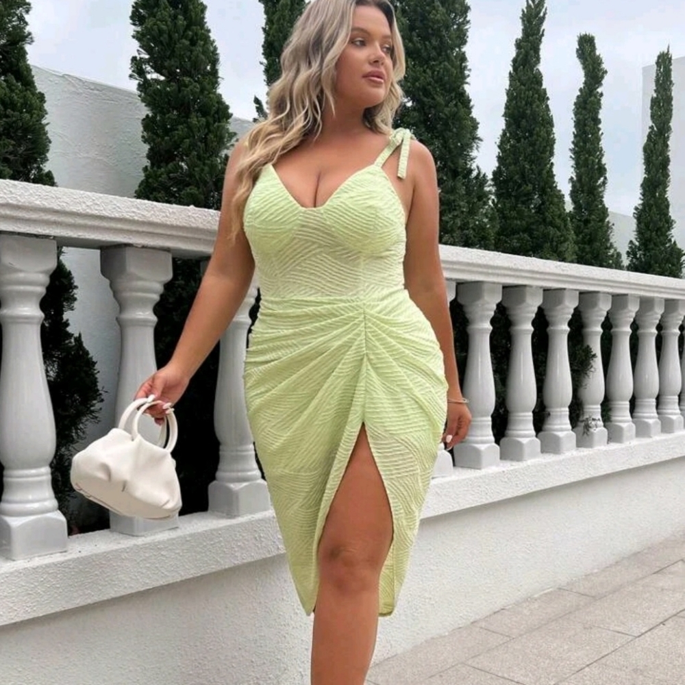 lime green draped dress, sz xxxl